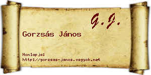 Gorzsás János névjegykártya
