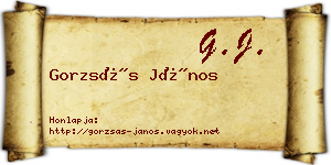 Gorzsás János névjegykártya